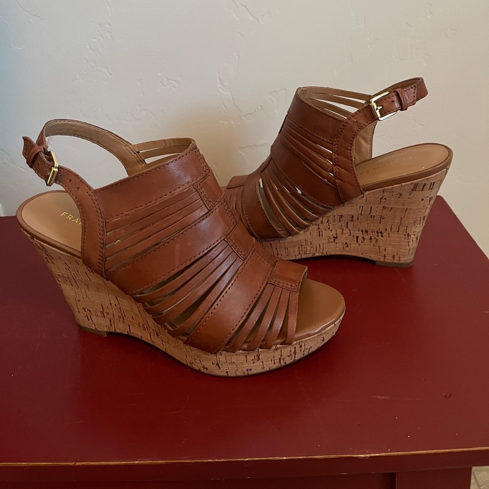 Franco Sarto Sharp leather platform wedge sandals